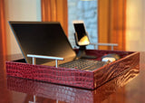 Premium Red Embossed Leather Tray