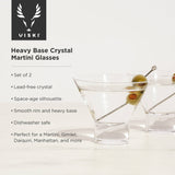 Stemless Crystal Martini Glasses - Set of 2