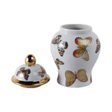 Multicolor 8x5 in. Ceramic Glam Temple Jar with Butterflies