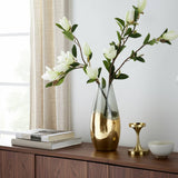 Clear 15 in. Glass Modern Gold-Dipped Vase