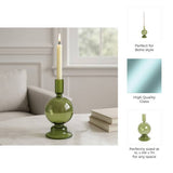 Taper Candle Holder - Olive Glass Bubble, 7 in.