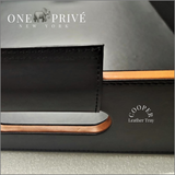 Cooper Black Hand-Stitched Premium Leather Serving Tray | 20" x 14" x 3.15" |One Preevay