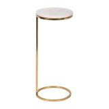 End Table - White Marble Top with Iron Frame, 24 in.