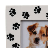 Photo Frame - White/Black Resin Wood Paw Prints, 4x6 in.