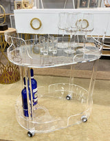 Acrylic Bar Cart with Chrome Wheels