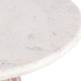 Natural Wood Round Coffee Table With Marble Top