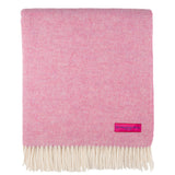 Shetland Lambwool Herringbone Throw ~ Light Pink ~