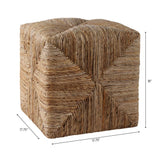 Decorative Ottoman - Brown Rattan Square Textured, 18 in.
