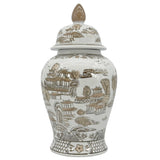 Brown & White Classic Chinoiserie Ceramic Ginger Jar 18"