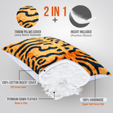 Handmade Velvet Throw Pillow – 16x24 Inch Tiger Print Patter