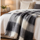 Windsor Check Mohair Throw, Black and White