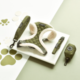 Khaki Quilted Adjustable Neck Harness: L