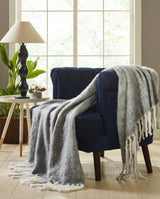 Aurora Mohair Throw, Grey Ivory