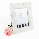 White Scalloped Marble 5x7 Picture Frame