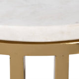 End Table - White Marble Top with Iron Frame, 24 in.