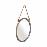 Wall Mirror - Silver Metal Glass Round Rope Hanger, 24x31 in