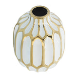 Ceramic Bud Modern Decorative Vase - White/Gold, 8 in.