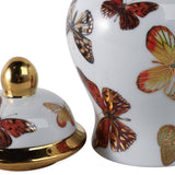 Multicolor 8x5 in. Ceramic Glam Temple Jar with Butterflies
