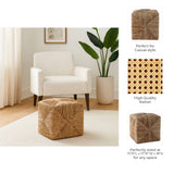 Decorative Ottoman - Brown Rattan Square Textured, 18 in.