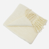 Ivory Classic Woven Fringed Throw Blanket