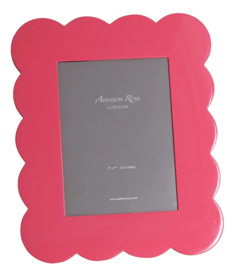 PINK SCALLOPED LACQUER PHOTO FRAME 5X7