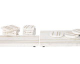 Set of Four Round Marble Coasters with Inlay