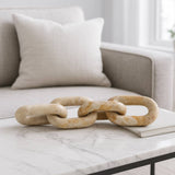 Ivory/Beige 14x3 in. Marble Novelty 4-Link Chain Sculpture