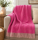 Wool Herringbone Blanket- Pink