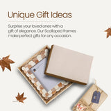 Picture Frames Scalloped Pattern Bone Inlay Collection,Brown