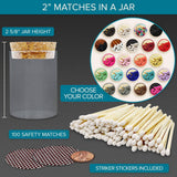 2" Matches in Cork Top Jar - Colors of Your Choice
