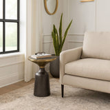 Metal Geometric Base End Table Marble Top - Green, 20 in.