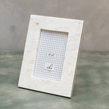 White Marble Frame w/ Brass Edge 4x6