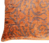 Handmade Velvet Throw Pillow 16x24 - Soft Brownish Orange