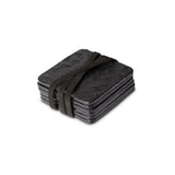 Ostrich Leather Coasters w/ Tie (S/6) - Black