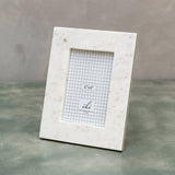 White Marble Frame w/ Brass Edge 4x6