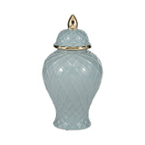 Ceramic Rope Temple Lidded Decorative Jar - Blue, 14 in.