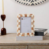 Picture Frames Scalloped Pattern Bone Inlay Collection,Brown