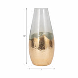 Clear 15 in. Glass Modern Gold-Dipped Vase