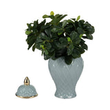 Ceramic Rope Temple Lidded Decorative Jar - Blue, 14 in.