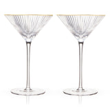 Deco Meridian Gold Rimmed Crystal Martini Glasses Set of 2