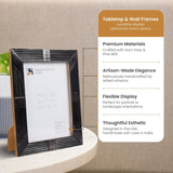 Horn Inlay Shagrin Picture Photo Frames Black, 4x6 5x7