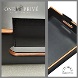 Cooper Black Hand-Stitched Premium Leather Serving Tray | 20" x 14" x 3.15" |One Preevay