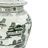 Black & White Landscape Chinoiserie Ceramic Jar 25"