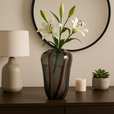 Decorative Vase - Brown Glass Large Modern Striped, 13 in.