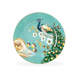 Peacock Lotus Garden Green Porcelain Dessert Plate Set of 2