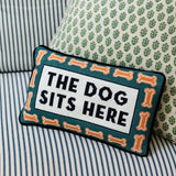 Dog Sits Here Needlepoint Pillow