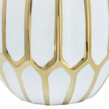 Ceramic Bud Modern Decorative Vase - White/Gold, 8 in.