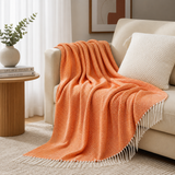 Orange Herringbone Fringed 50"x60" Throw Blanket