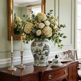 Black & White Landscape Chinoiserie Ceramic Jar 25"