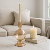 Taper Candle Holder - Gold Luster Glass Bubble, 7 in.